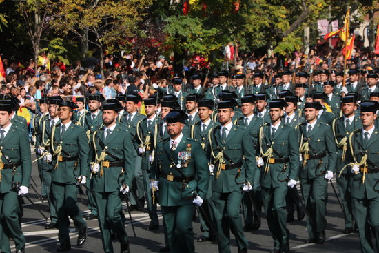 Spain's Guardia Civil officers parading in Madrid on Spain's National Day on October 12 (by Roger Pi de Cabanyes)